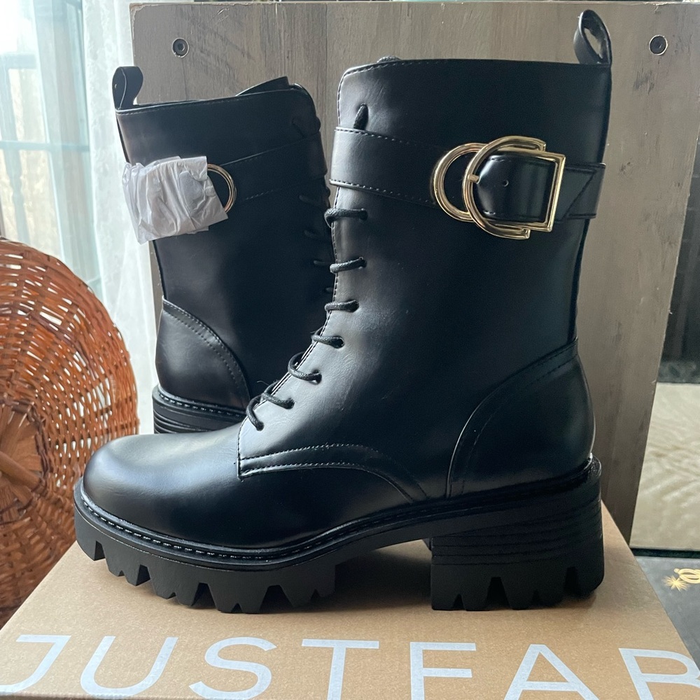 JustFab Black Combat Boots
